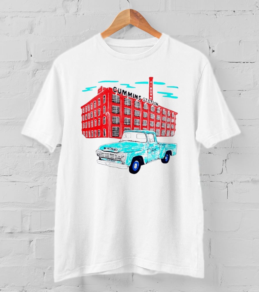 Gilson Cummins Station Vintage Truck And Building Scene T-Shirt