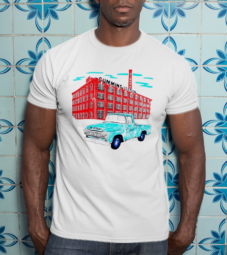 Gilson Cummins Station Vintage Truck And Building Scene T-Shirt