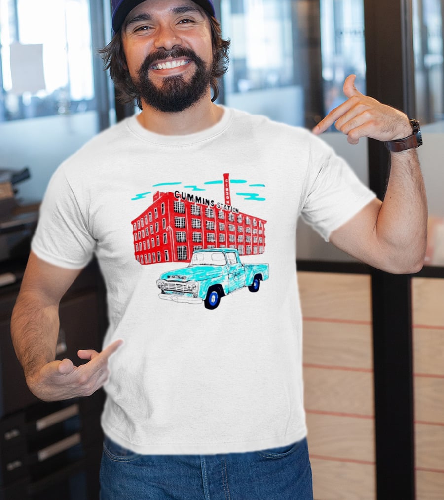 Gilson Cummins Station Vintage Truck And Building Scene T-Shirt