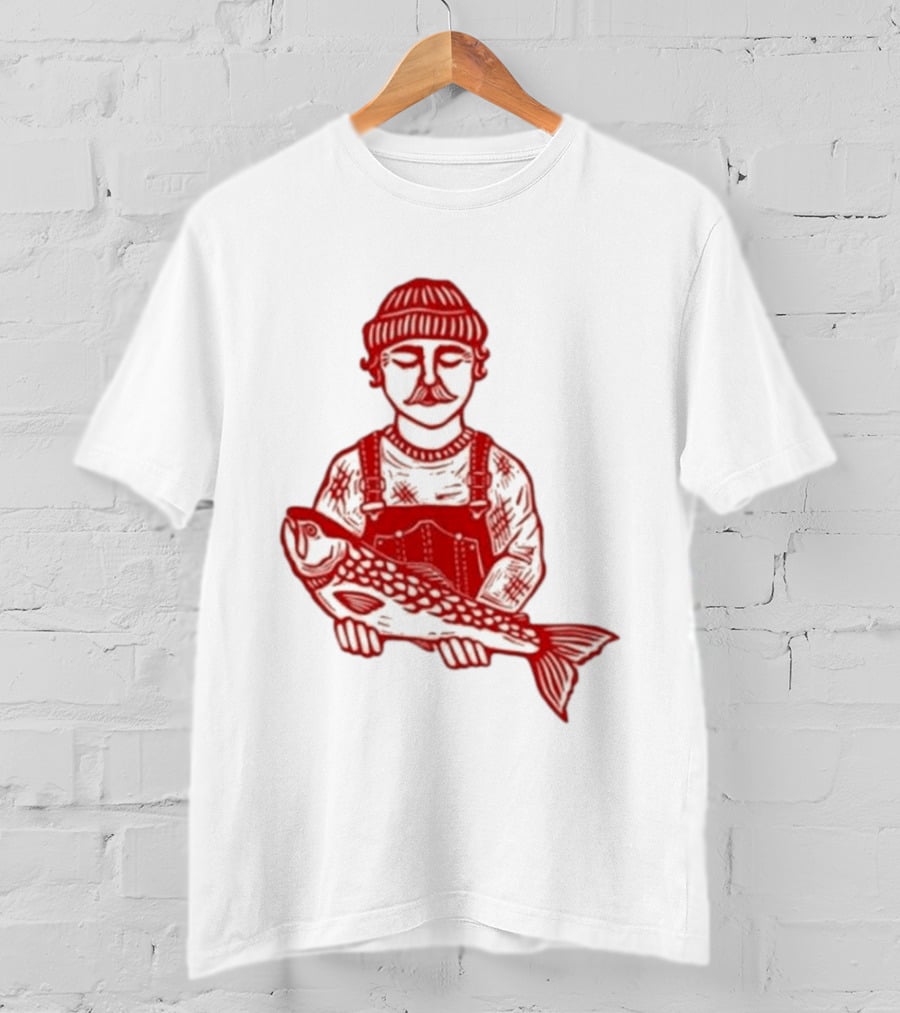 Goth Babe Fisherman Holding Fish T-Shirt