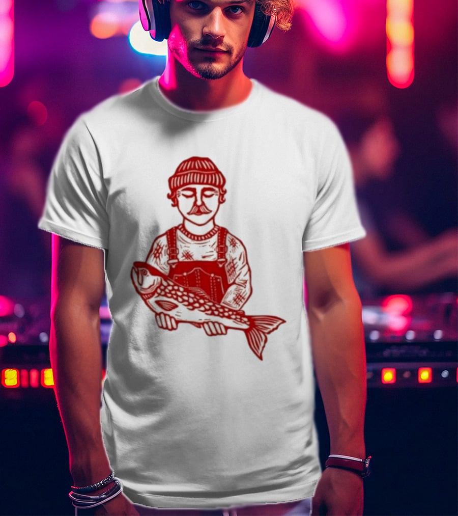 Goth Babe Fisherman Holding Fish T-Shirt