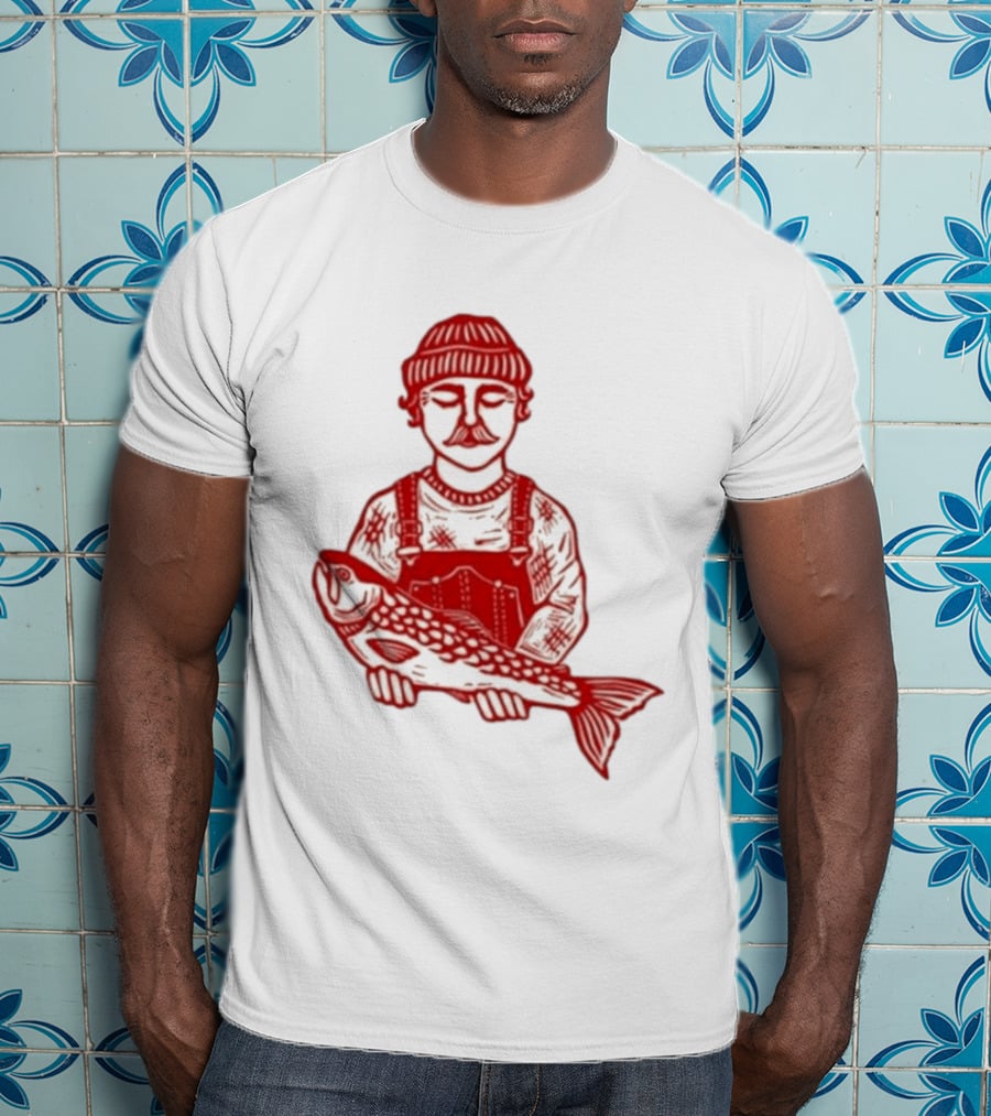 Goth Babe Fisherman Holding Fish T-Shirt