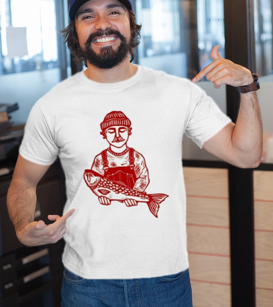 Goth Babe Fisherman Holding Fish T-Shirt