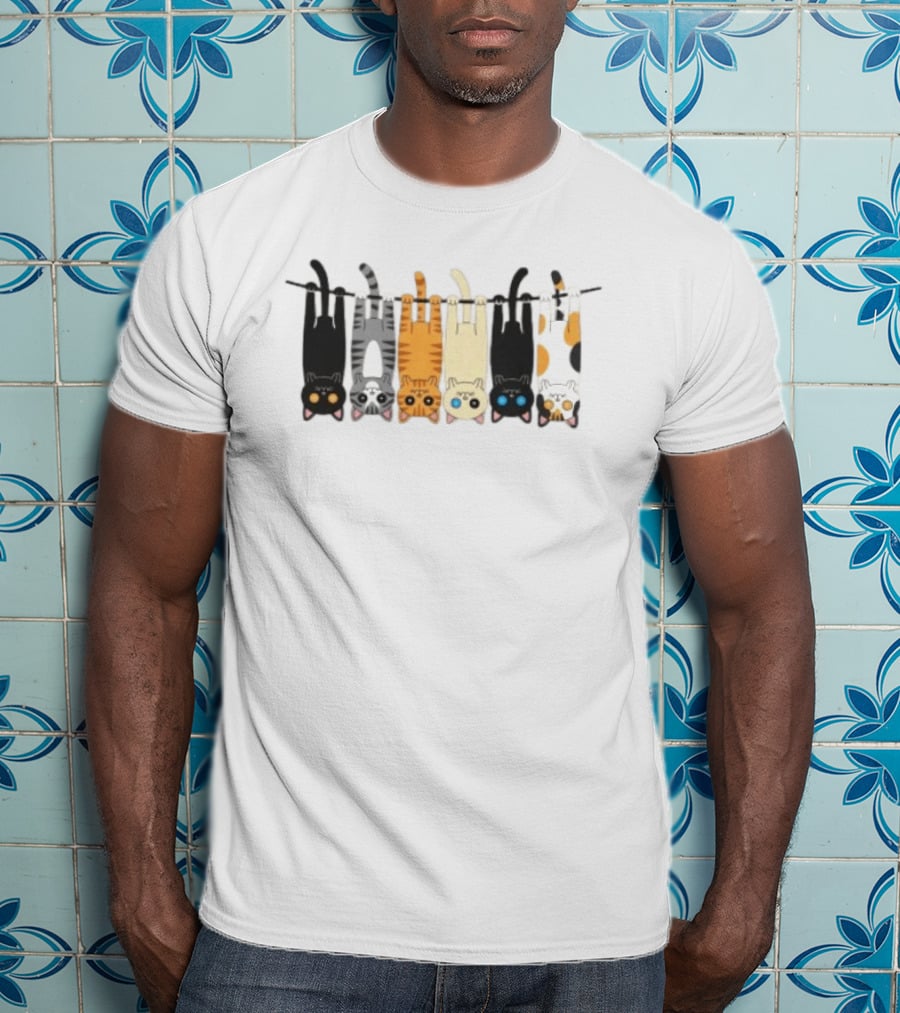 Hanging Cats On Clothesline For Cat Lover Enthusiasts T-Shirt