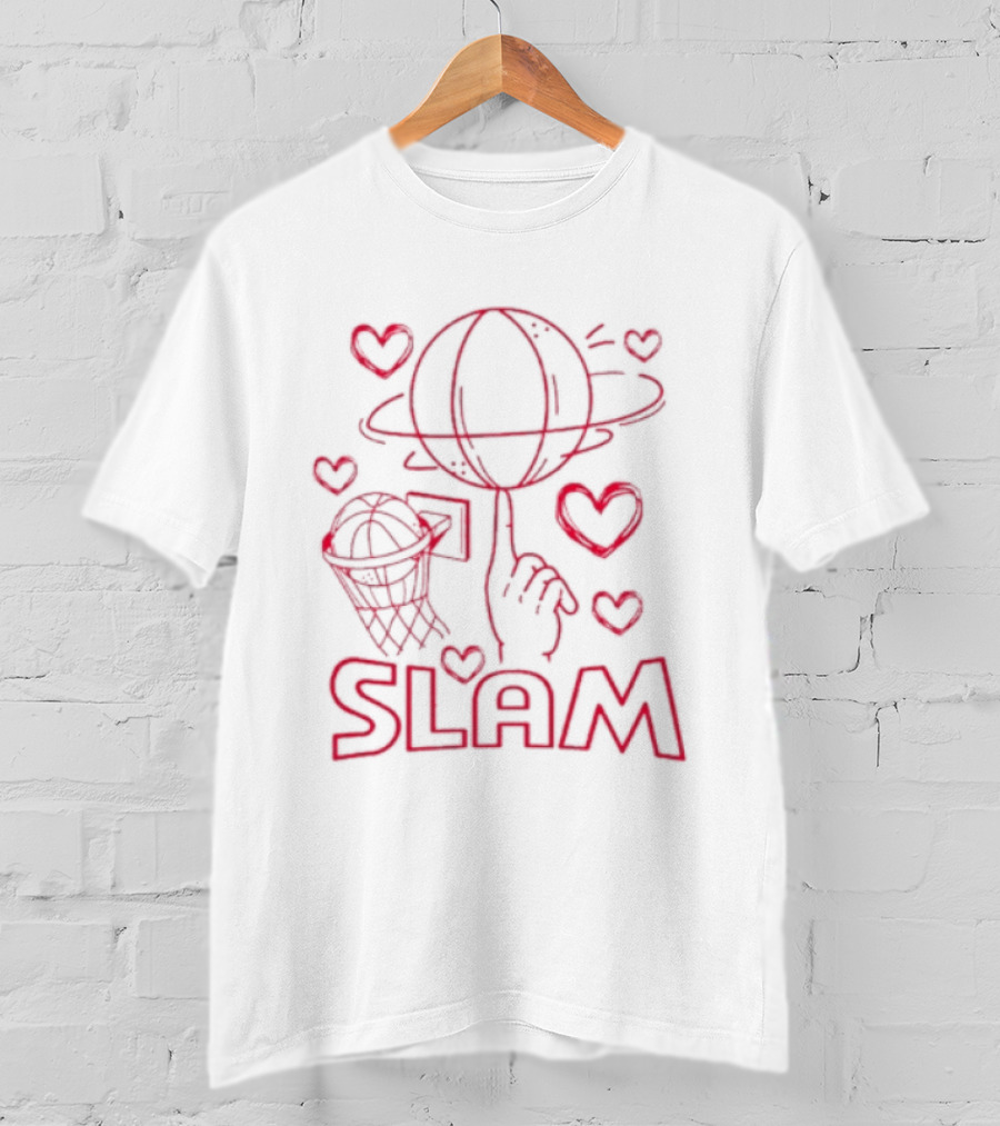 Slam Basketball Heart Hoops Hand Spinning Planet T-Shirt