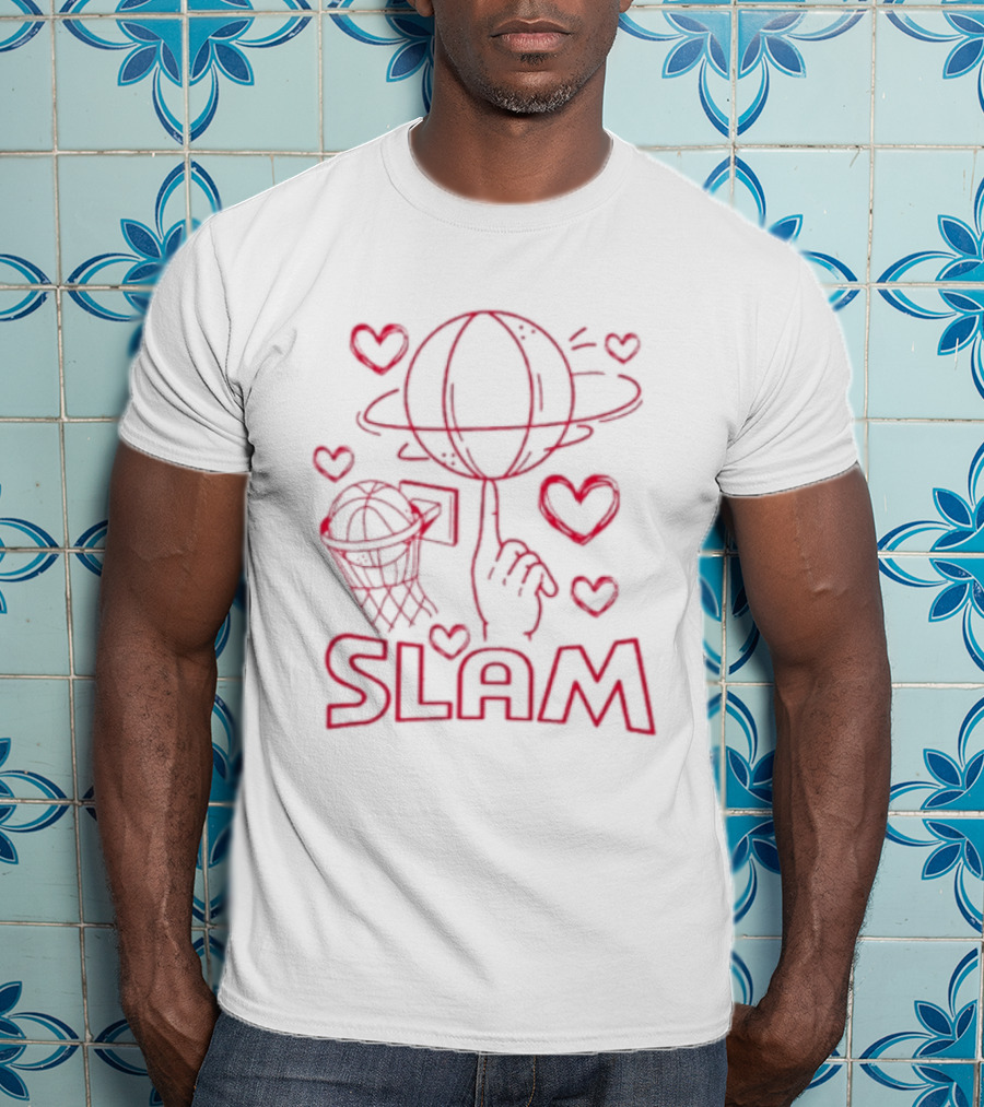 Slam Basketball Heart Hoops Hand Spinning Planet T-Shirt