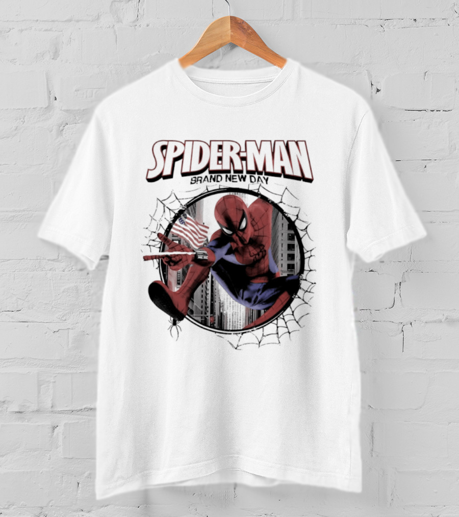 Spider Man Brand New Day Marvel Peter Parker Swinging Action T-Shirt