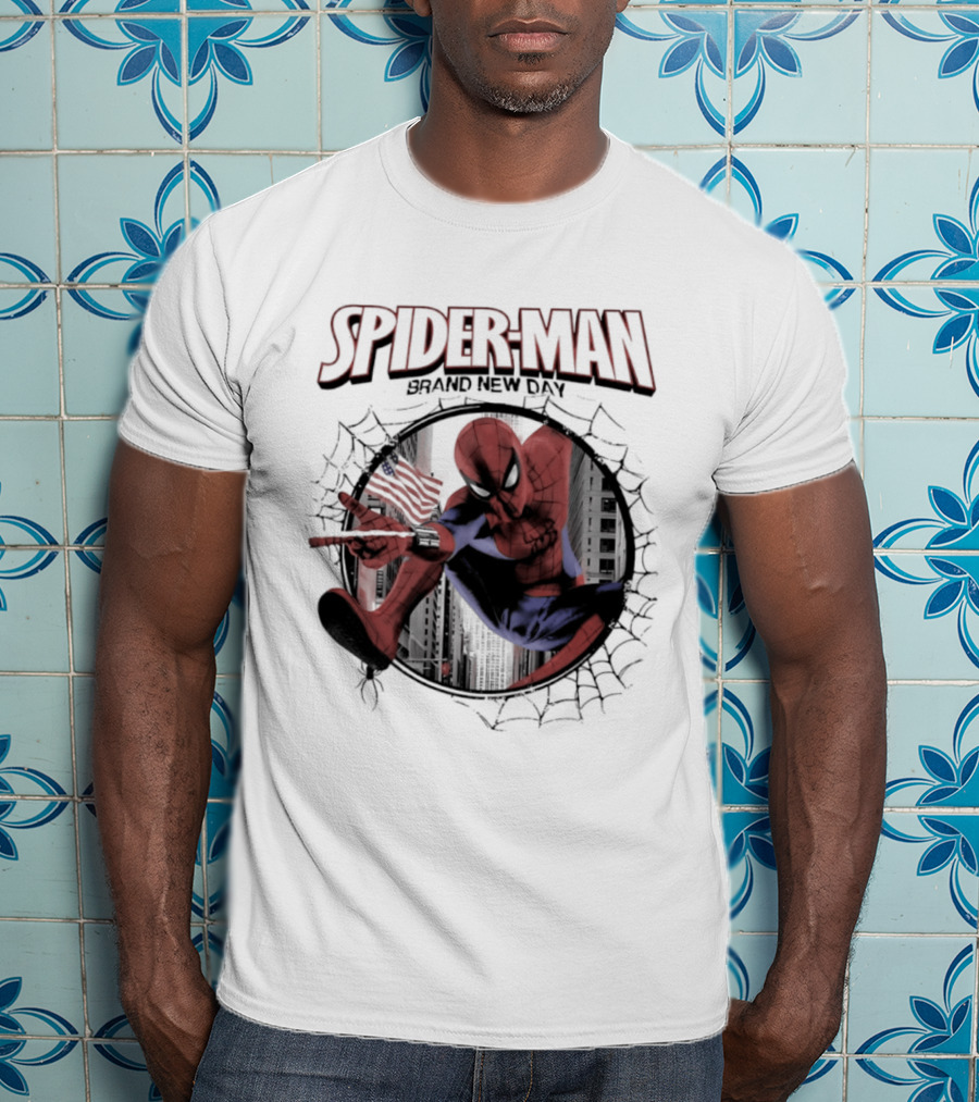 Spider Man Brand New Day Marvel Peter Parker Swinging Action T-Shirt