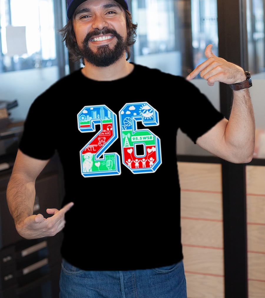 26th Annual WSB Care A Thon 95.5 WSB ATL Skyline Basketball Teddy Bear Radio Sun T-Shirt