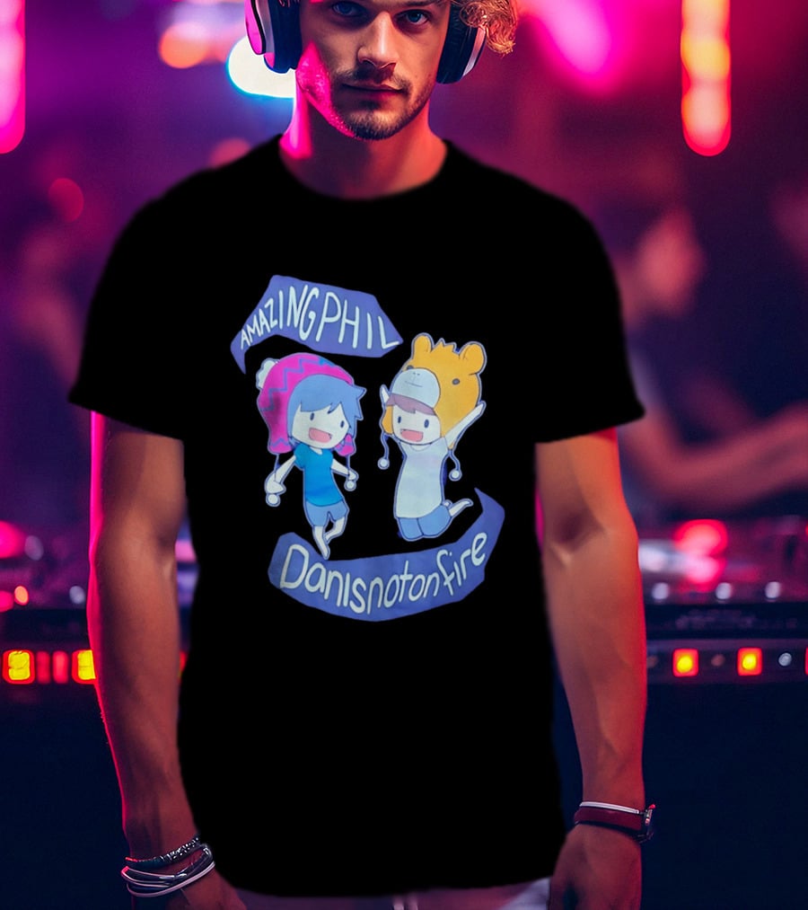 AmazingPhil Danisnotonfire Cartoon Characters In Cute Animal Hats T-Shirt