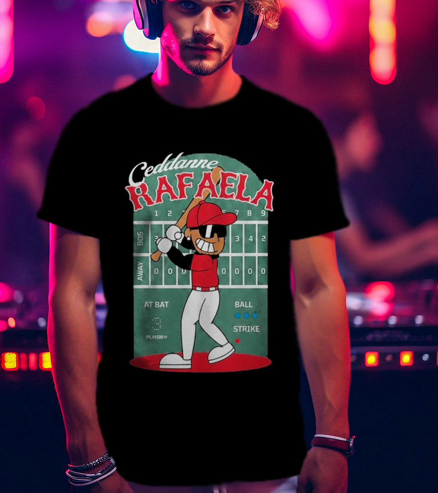 Ceddanne Rafaela Baseball Cartoon Scoreboard T-Shirt