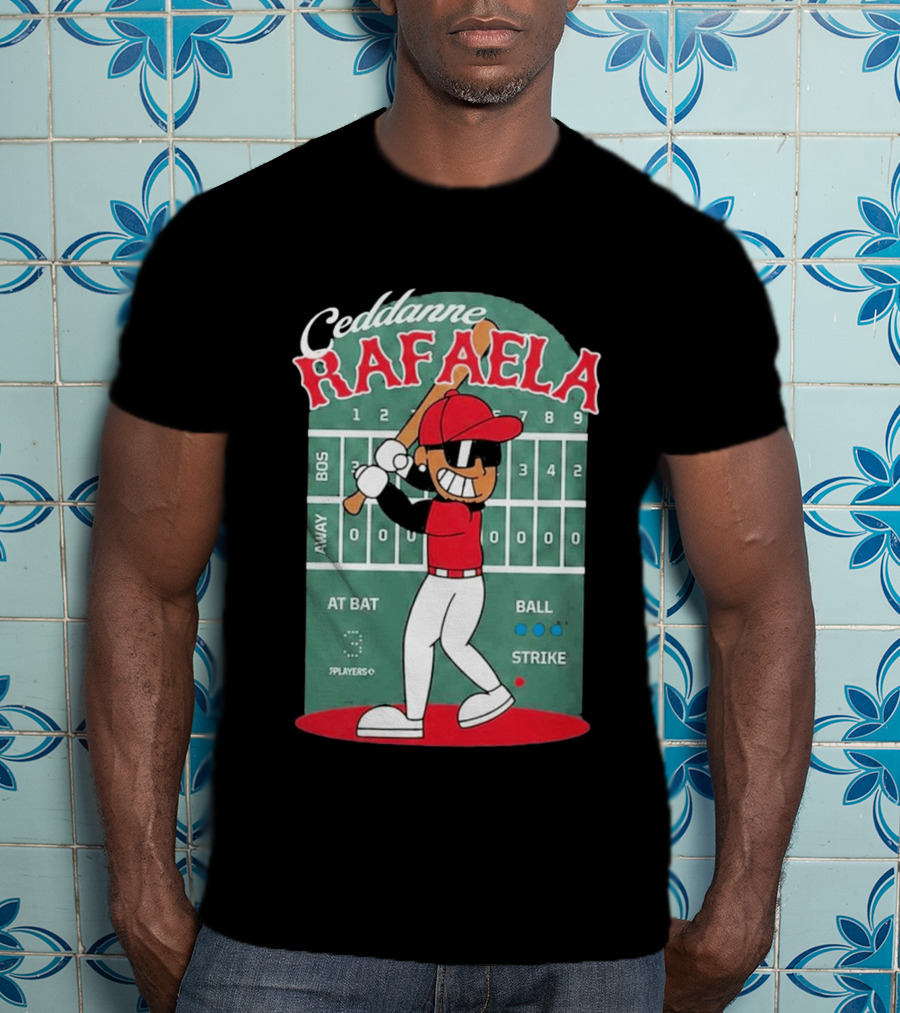 Ceddanne Rafaela Baseball Cartoon Scoreboard T-Shirt