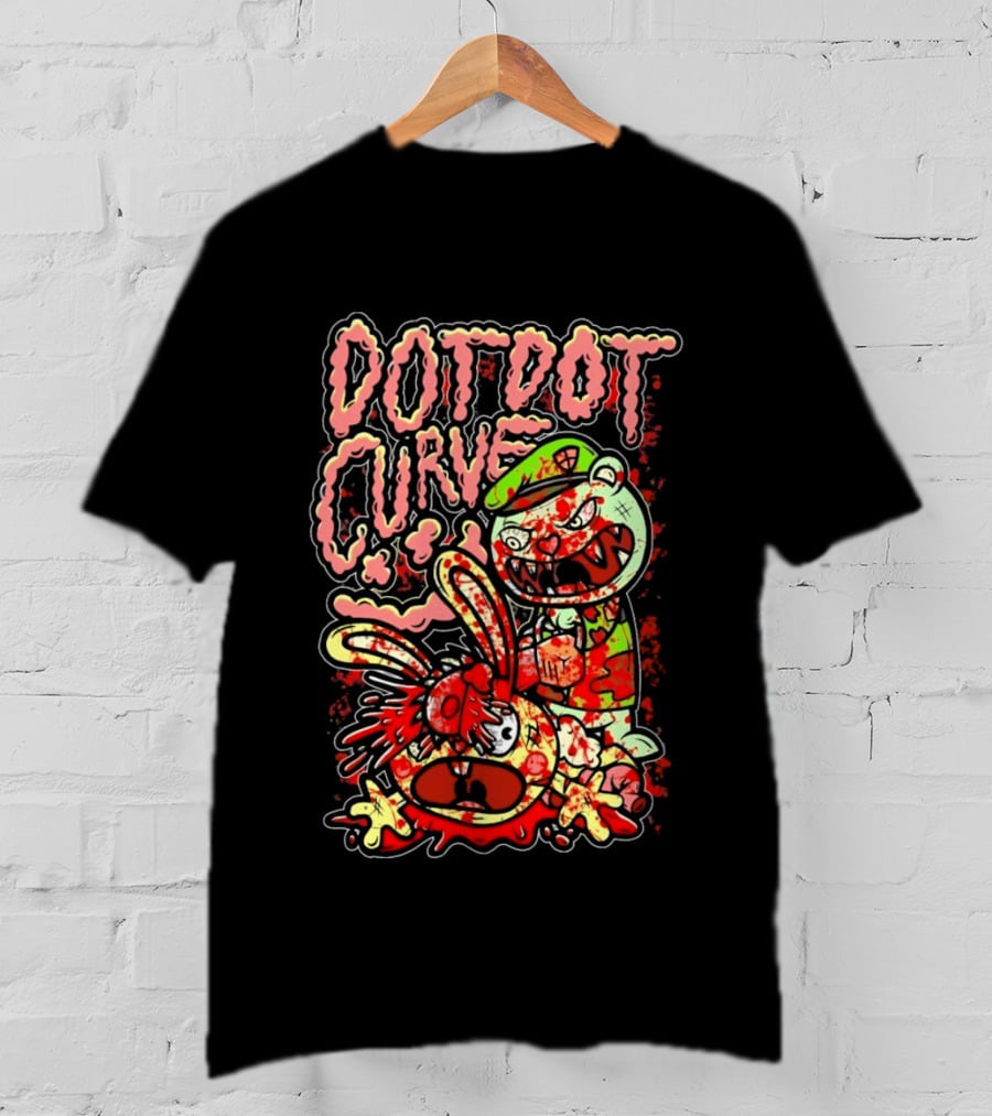 Dot Dot Curve Happy Bloodied Cartoon Friends T-Shirt