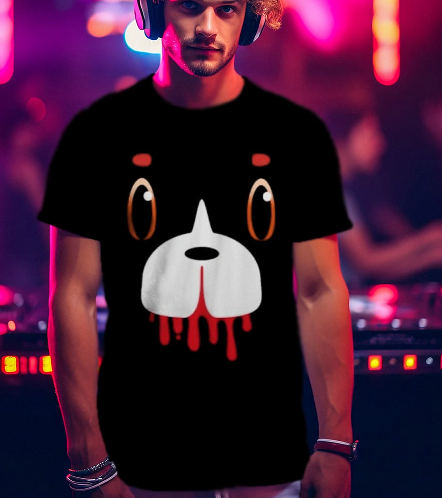 Final Space Mooncake Face Cartoon Character Dripping Red T-Shirt