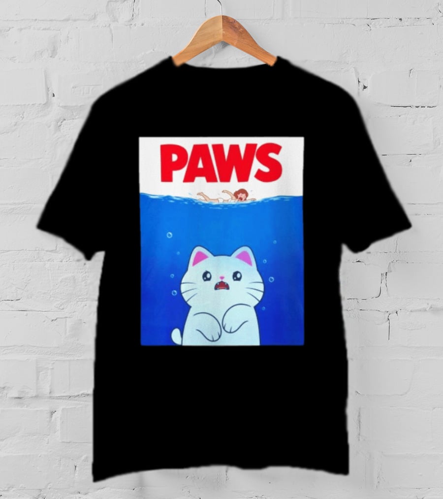 Paws Cat Parody Movie Jaws T-Shirt