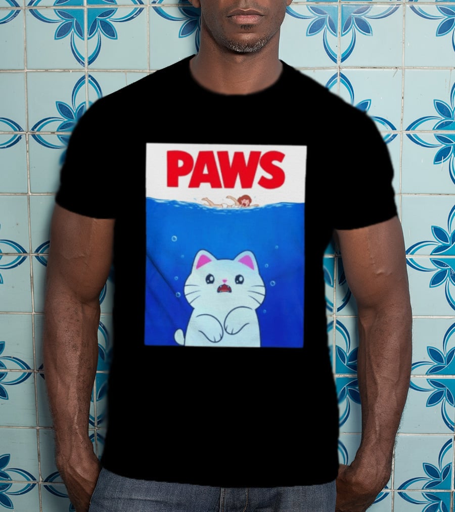Paws Cat Parody Movie Jaws T-Shirt
