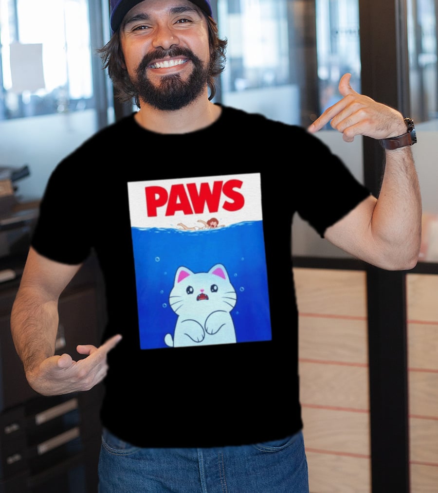 Paws Cat Parody Movie Jaws T-Shirt