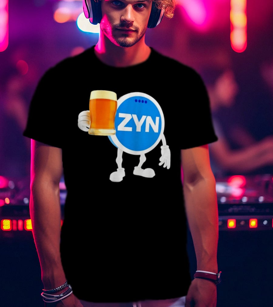 ZYN Snus Beer Character Holding T-Shirt