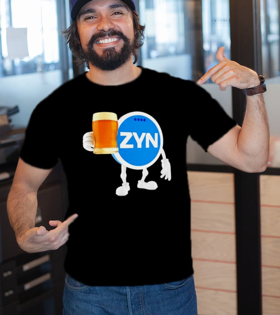 ZYN Snus Beer Character Holding T-Shirt