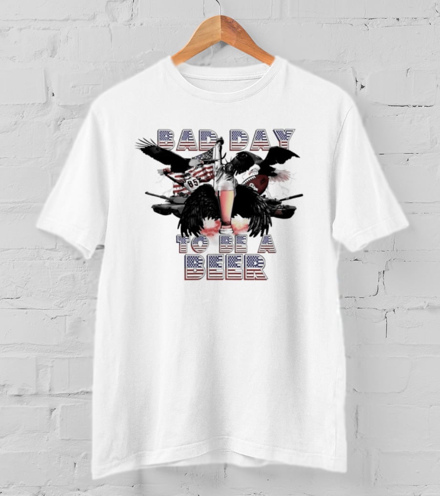 Bad Day To Be A Beer Eagle American Flag Football T-Shirt