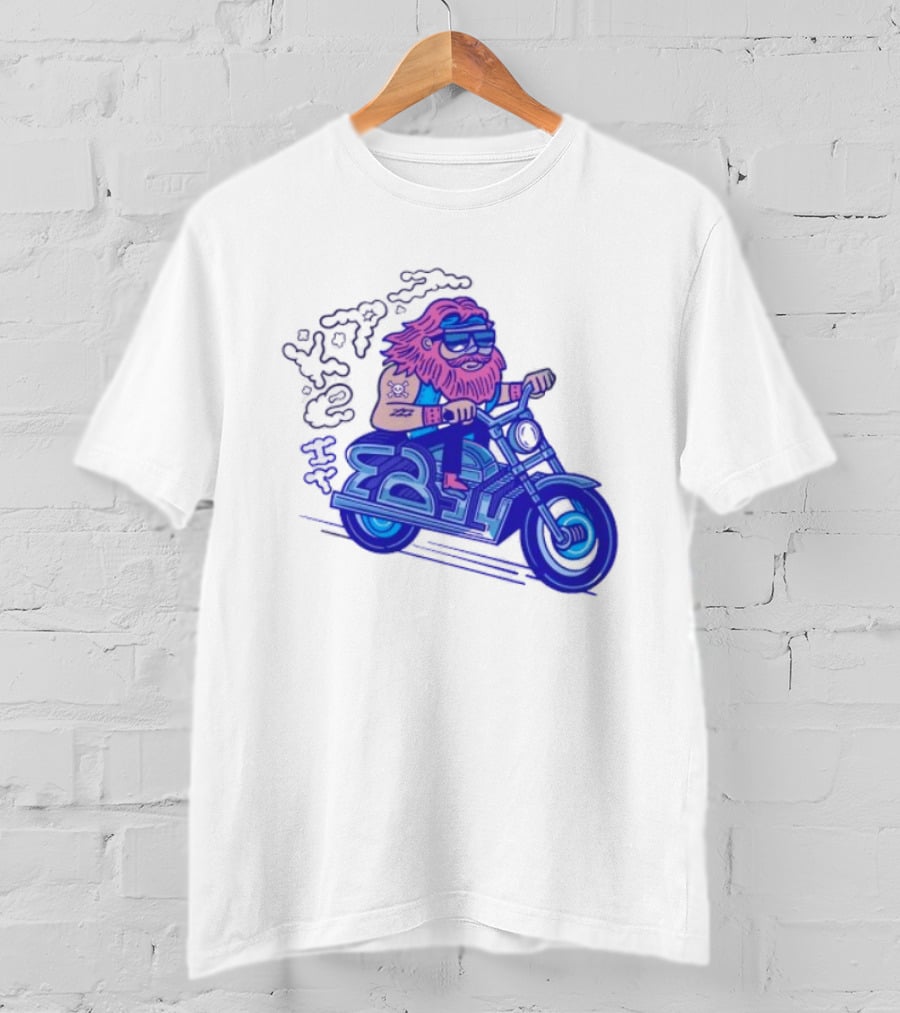 Billy Biker Cartoon Motorcycle Bearded Man T-Shirt