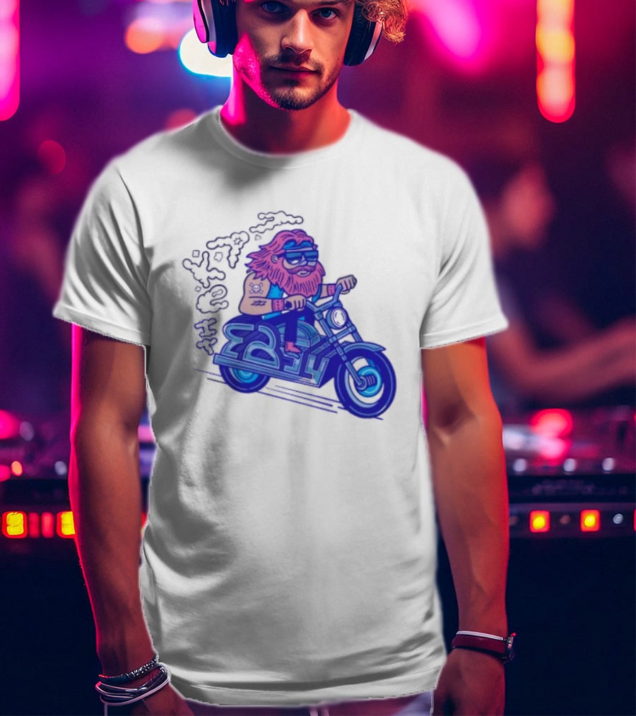 Billy Biker Cartoon Motorcycle Bearded Man T-Shirt