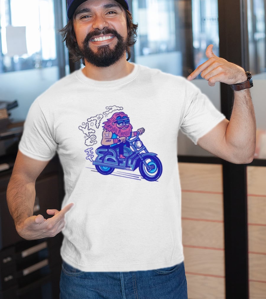 Billy Biker Cartoon Motorcycle Bearded Man T-Shirt