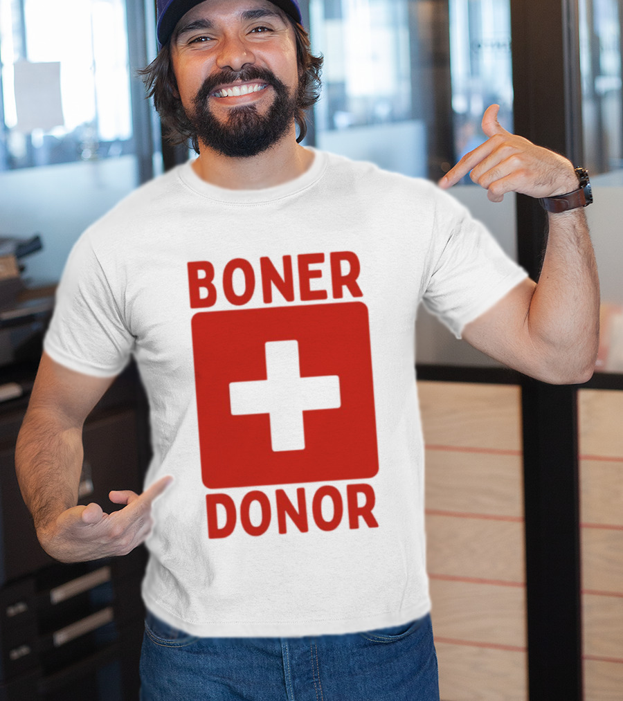 Boner Donor Sarcastic Adult Humor Red Cross T-Shirt