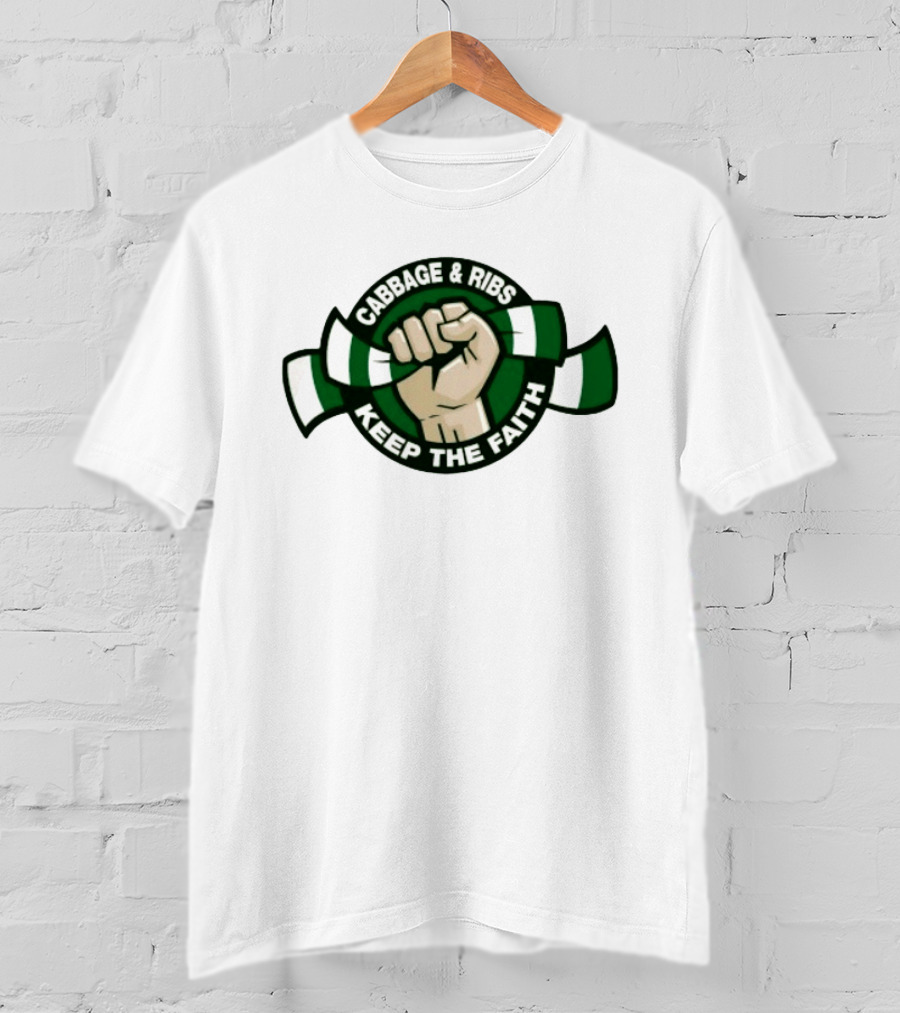 Cabbage & Ribs Keep The Faith Celtic FC Fist T-Shirt