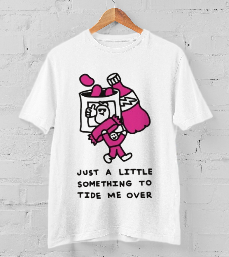 Just A Little Something To Tide Me Over Snack Pink Character Carrying Beer T-Shirt