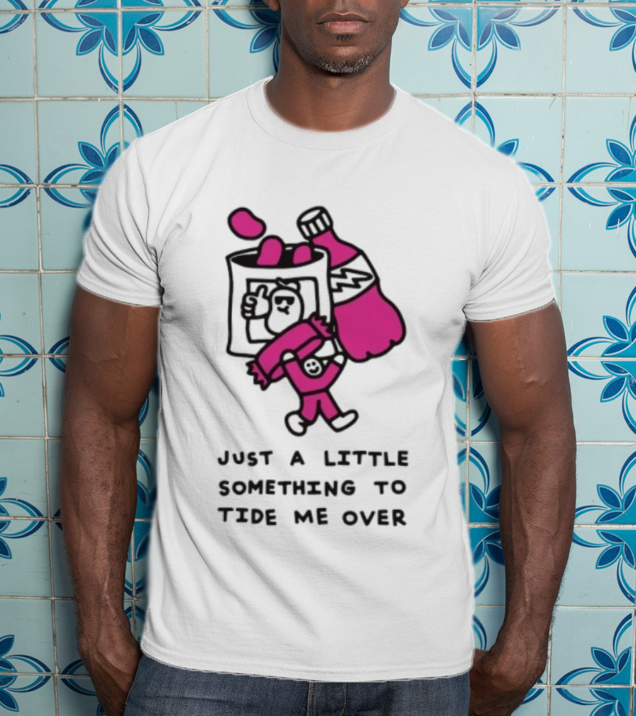 Just A Little Something To Tide Me Over Snack Pink Character Carrying Beer T-Shirt