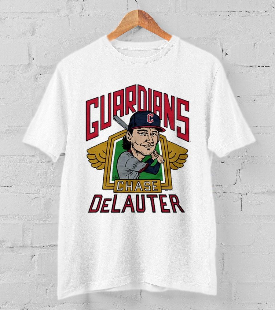 Guardians Chase DeLauter Baseball Caricature T-Shirt