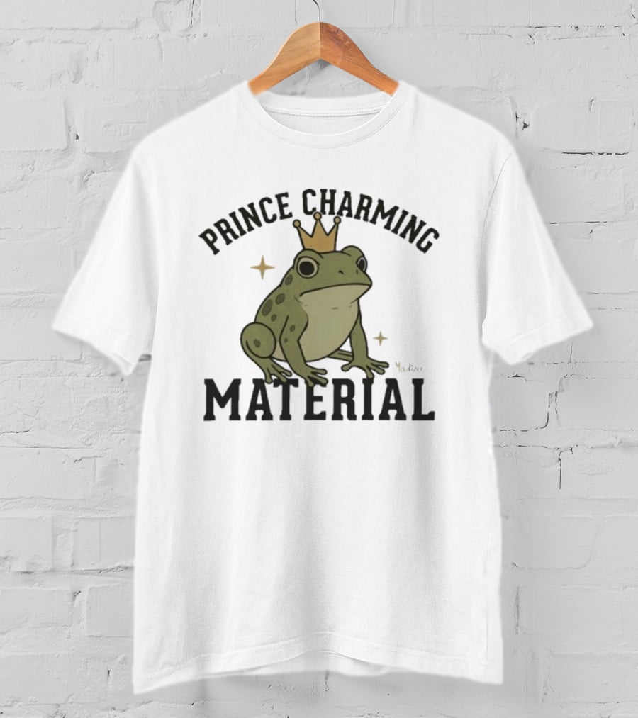 Prince Charming Material Frog With Crown And Stars T-Shirt