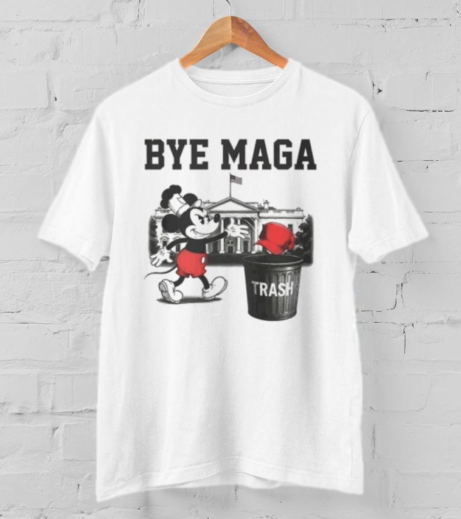 Bye Maga Trash Mickey Mouse Political Satire T-Shirt
