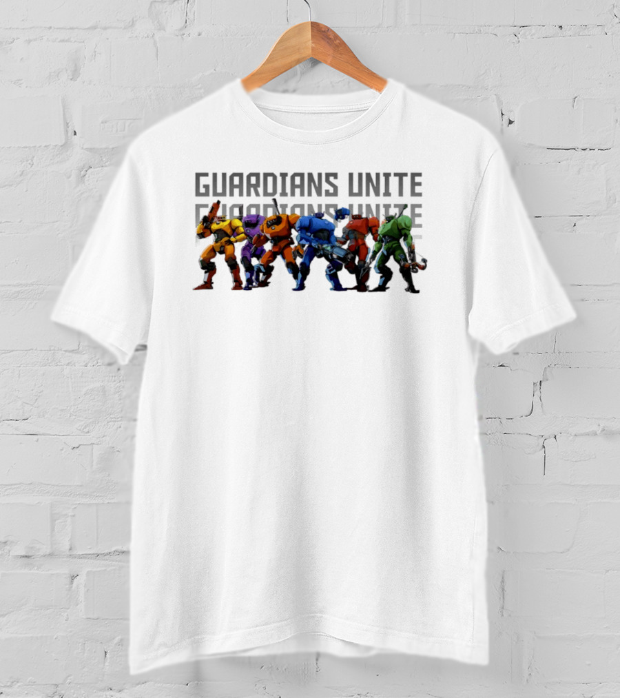 Guardians Unite Roboquest Colorful Robot Squad T-Shirt