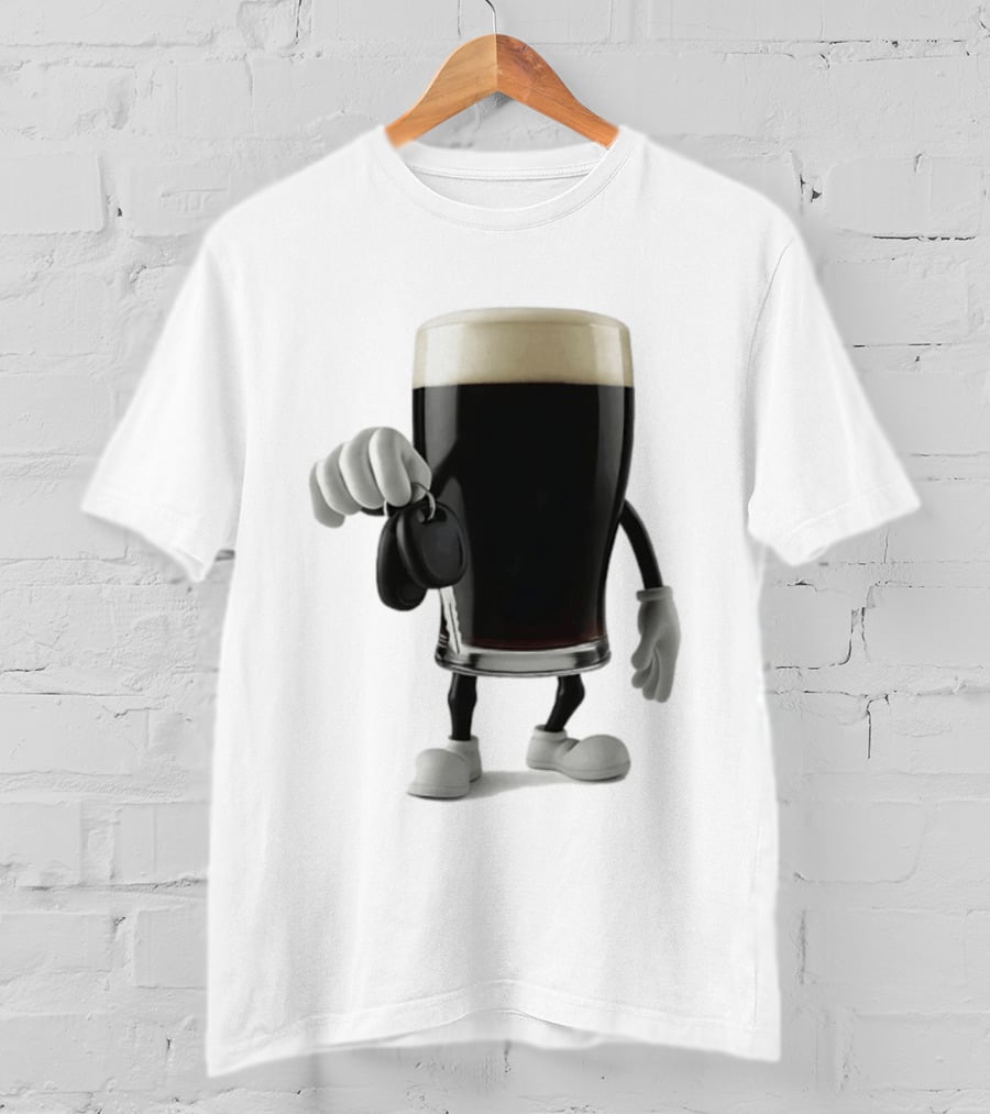 Guinness Beer Pint Holding Car Keys T-Shirt
