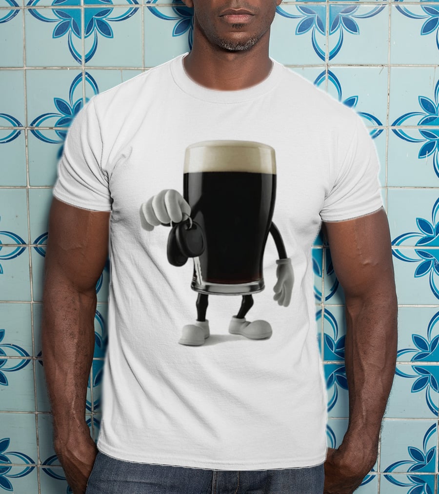 Guinness Beer Pint Holding Car Keys T-Shirt