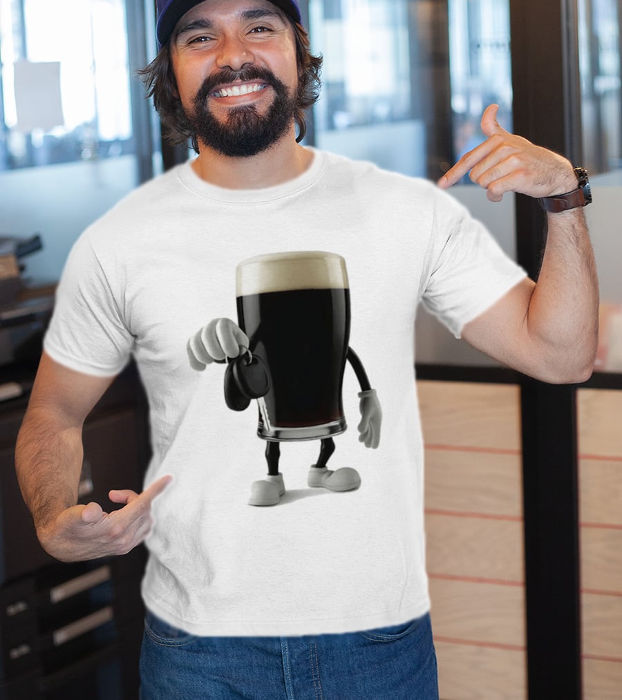 Guinness Beer Pint Holding Car Keys T-Shirt
