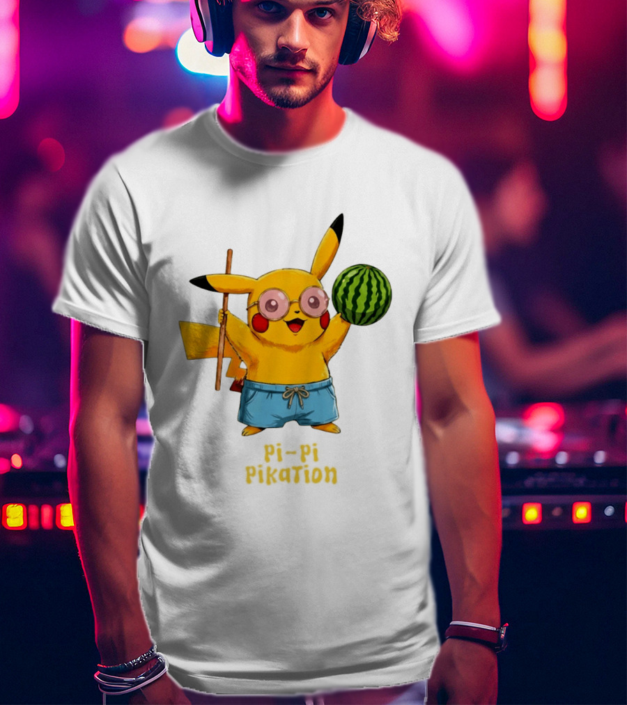 Pikachu Watermelon Summer Pi Pi Pikation Cute Sunglasses Beach T-Shirt