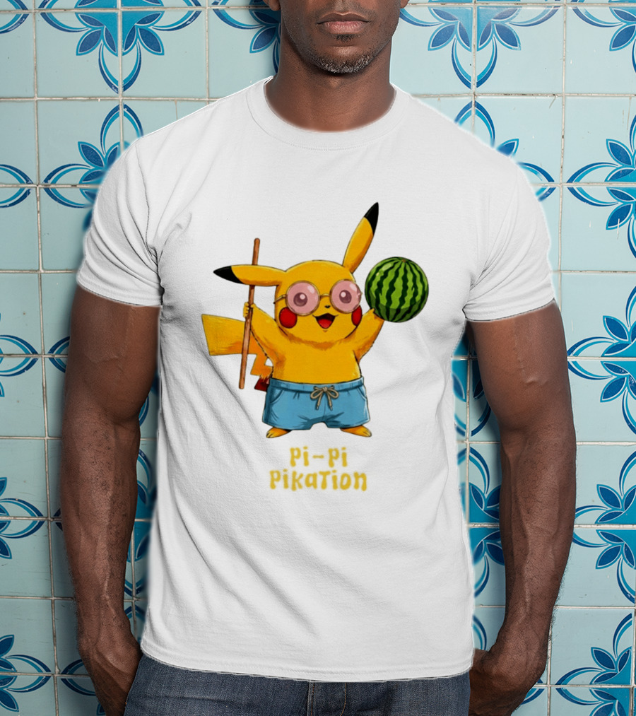 Pikachu Watermelon Summer Pi Pi Pikation Cute Sunglasses Beach T-Shirt