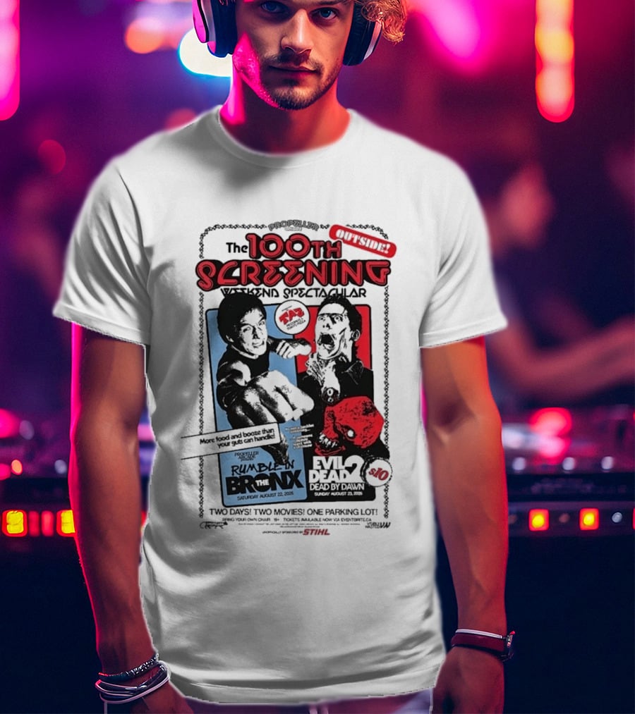 Propeller Arcade 100th Screening Weekend Spectacular Rumble In The Bronx August 22 2026 Evil Dead 2 T-Shirt