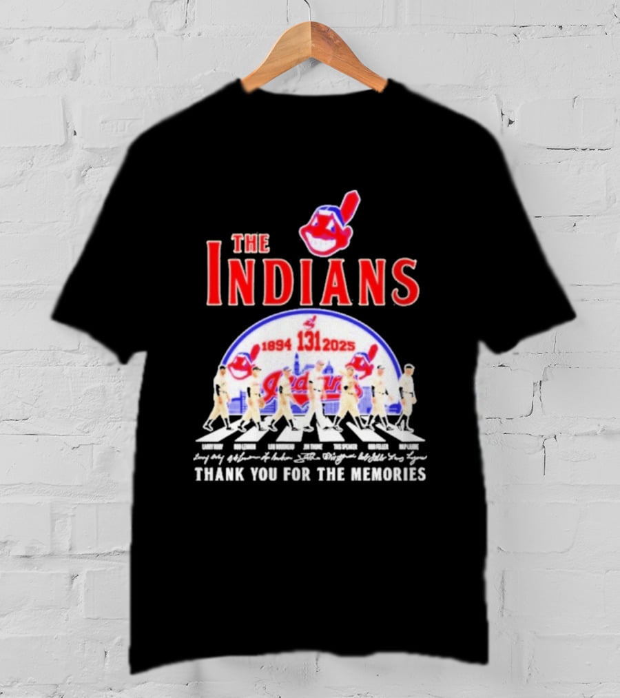 The Cleveland Indians 131st Anniversary 1894 2025 Thank You For The Memories Abbey Road Signatures T-Shirt