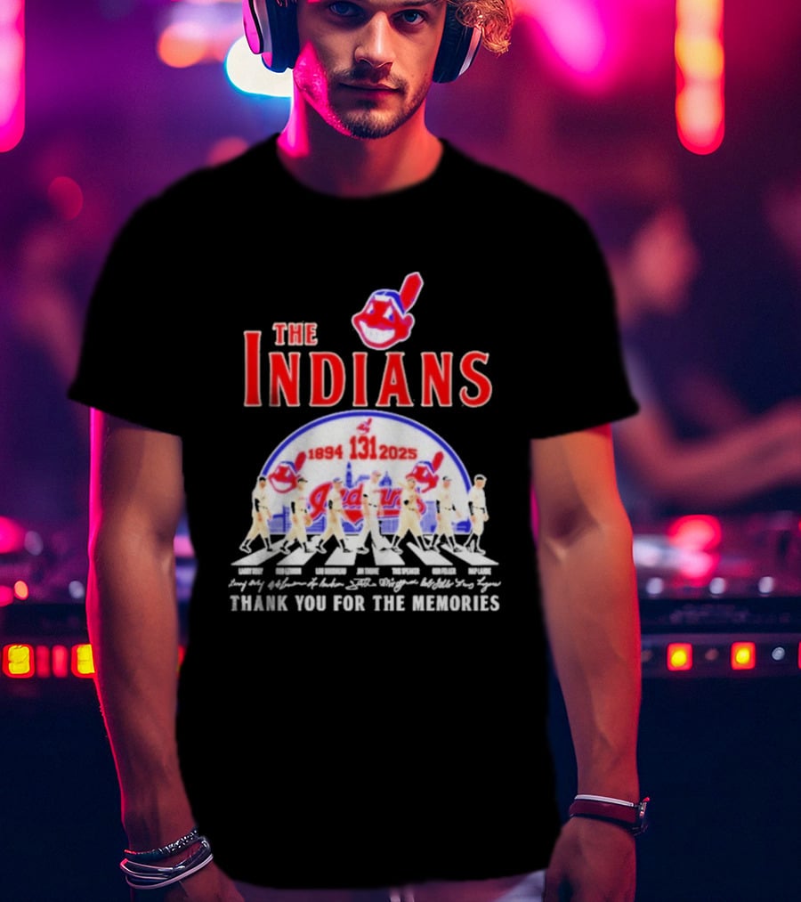 The Cleveland Indians 131st Anniversary 1894 2025 Thank You For The Memories Abbey Road Signatures T-Shirt