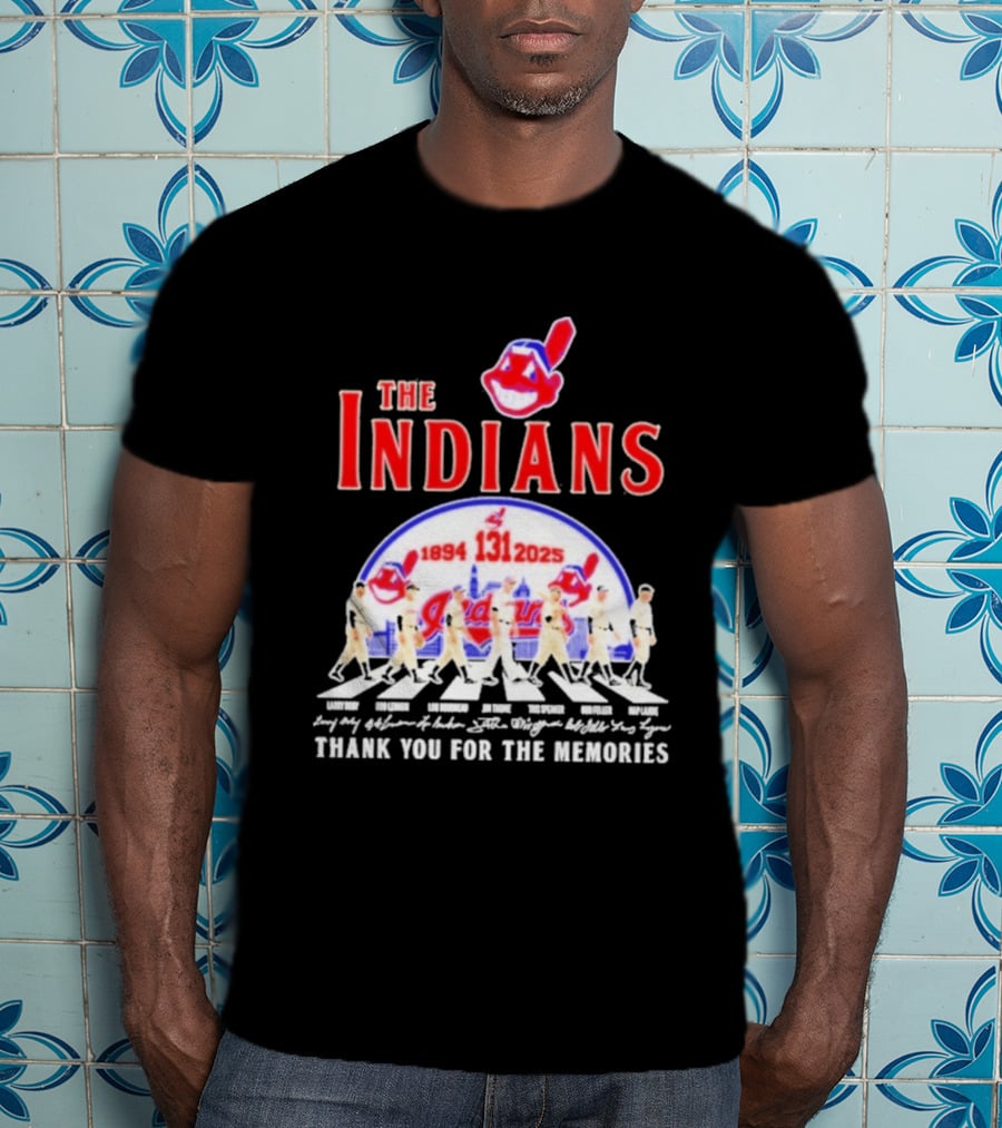The Cleveland Indians 131st Anniversary 1894 2025 Thank You For The Memories Abbey Road Signatures T-Shirt