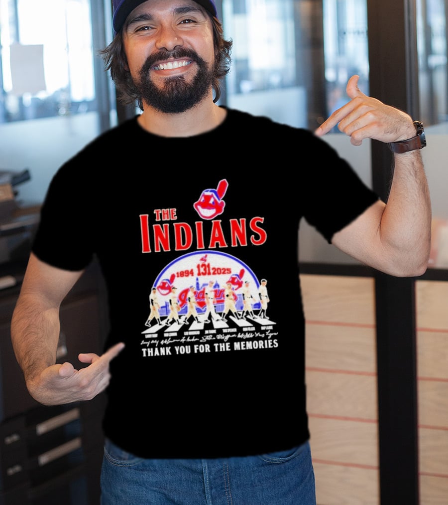 The Cleveland Indians 131st Anniversary 1894 2025 Thank You For The Memories Abbey Road Signatures T-Shirt