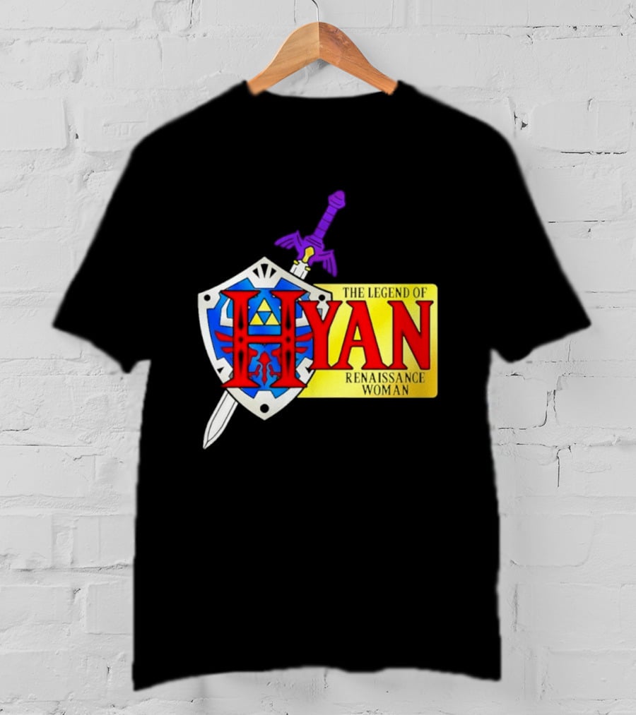 Hyan Renaissance Woman Legend Triforce Shield Sword T-Shirt