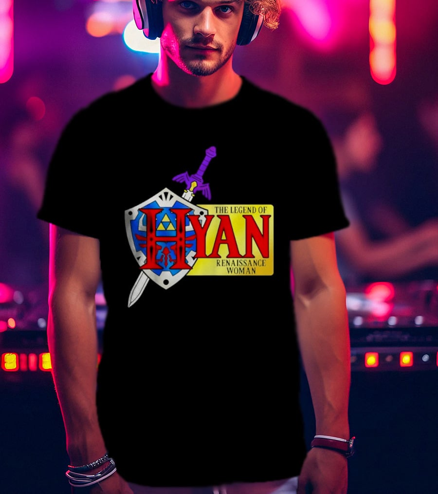 Hyan Renaissance Woman Legend Triforce Shield Sword T-Shirt