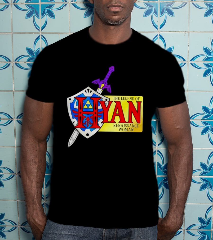 Hyan Renaissance Woman Legend Triforce Shield Sword T-Shirt