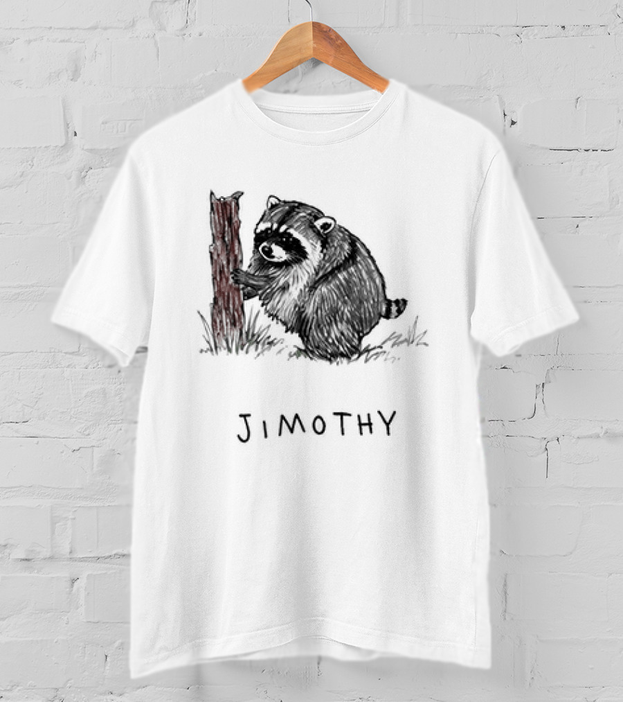Jimothy Raccoon Hugging Tree Drawing T-Shirt