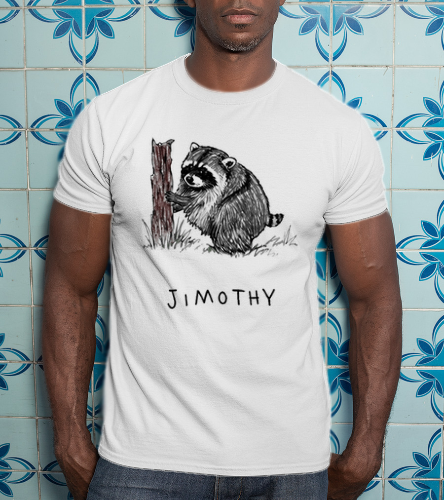 Jimothy Raccoon Hugging Tree Drawing T-Shirt